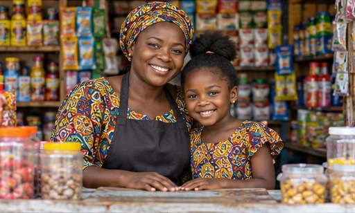 Illustration: A shopkeeper and her daughter